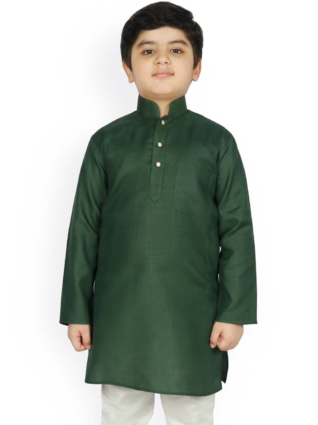 

SG YUVRAJ Boys Green Solid Straight Kurta