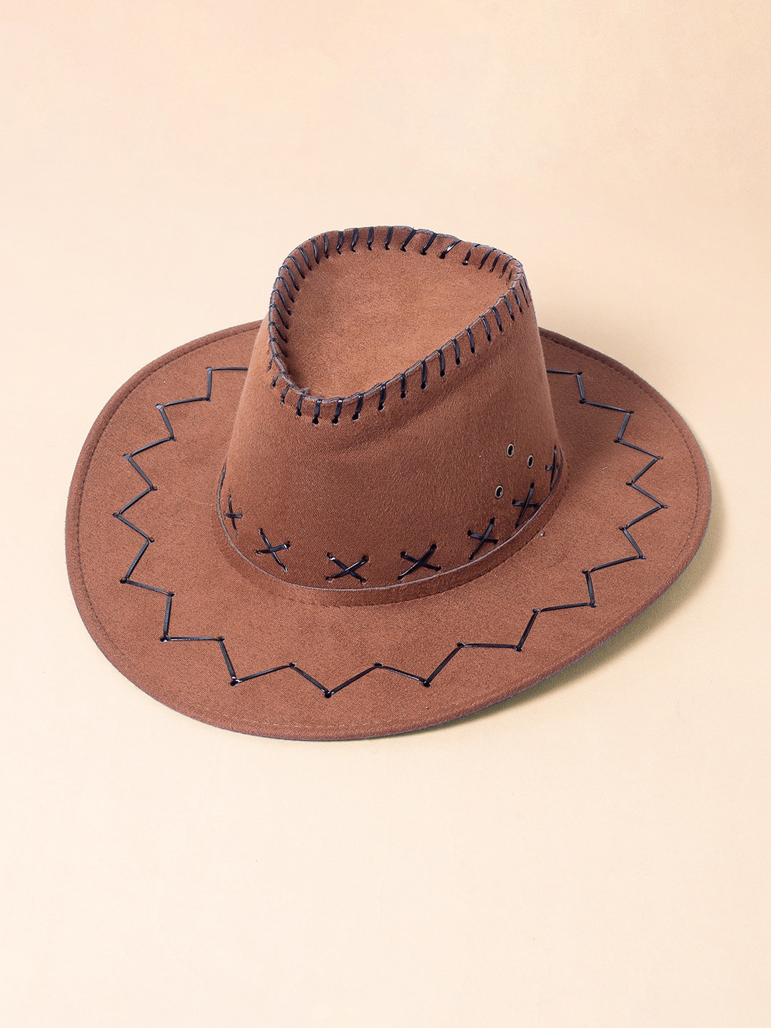 

Golden Peacock Men Brown Solid Cowboy Sun Hat