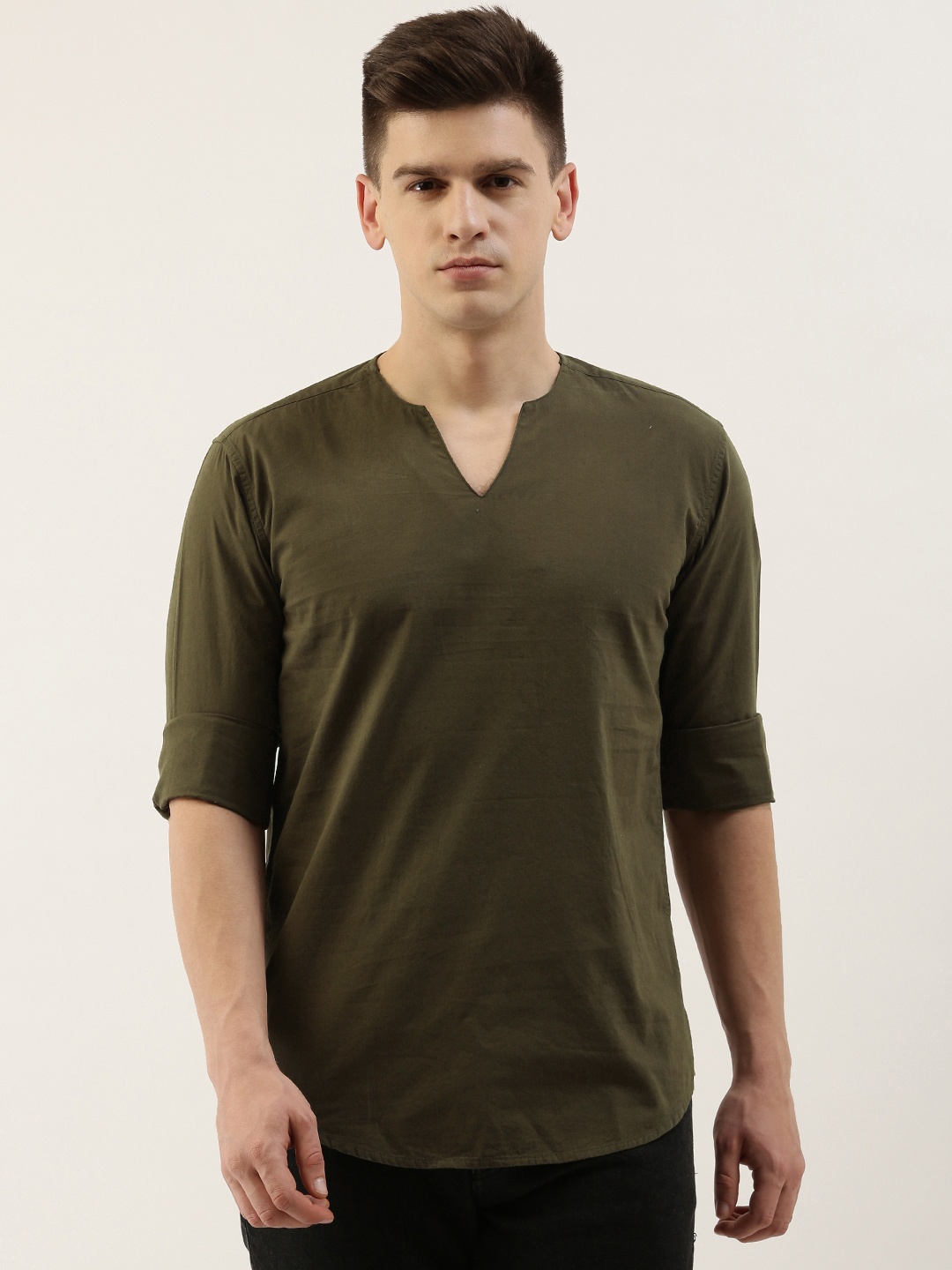 

Bene Kleed Men Olive Green Kurta