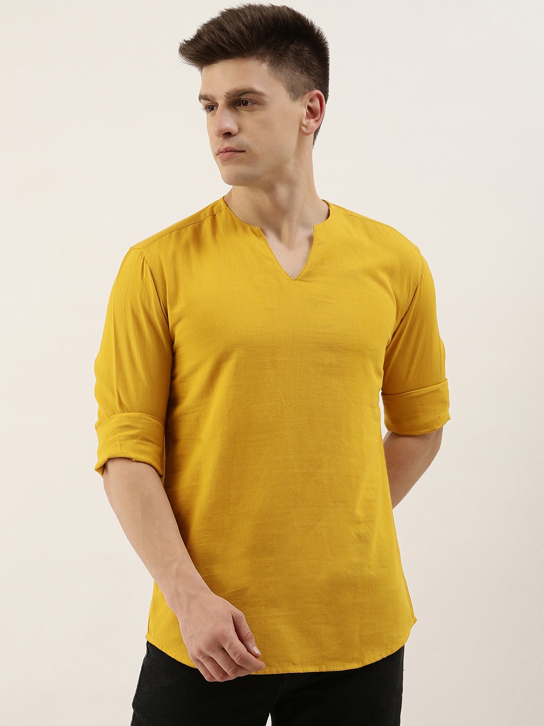 

Bene Kleed Slim Fit Solid Pure Cotton Kurta, Yellow