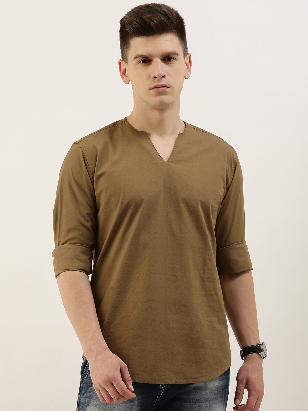 

Bene Kleed Men Olive Green Kurta