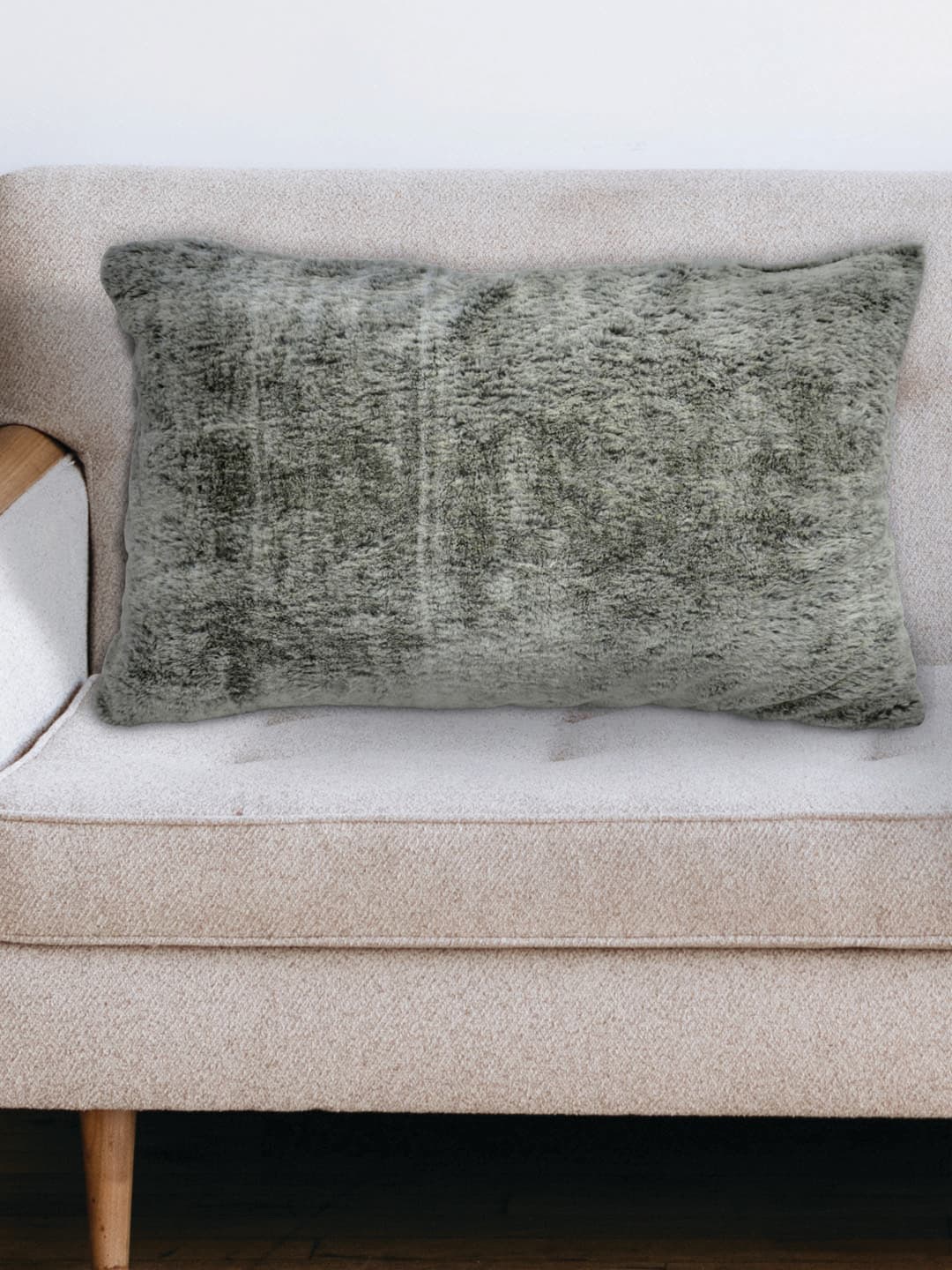 

Divine Casa Set of 2 Grey Solid Faux Fur Pillow Covers