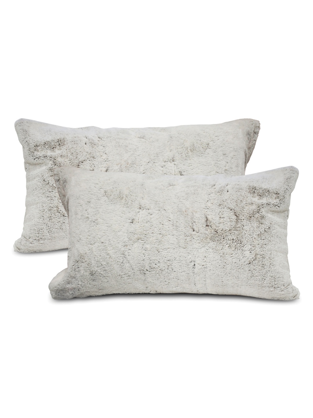 

Divine Casa Set of 2 Off-White & Brown Fluffy Faux Fur Pillow Covers