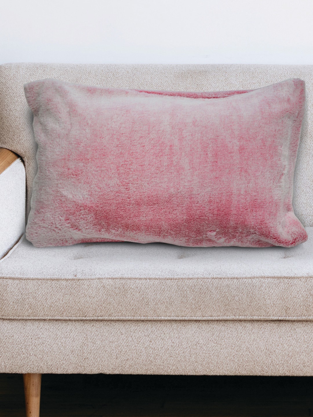 

Divine Casa Set Of 2 Fluffy Faux Fur Pillow Covers, Pink