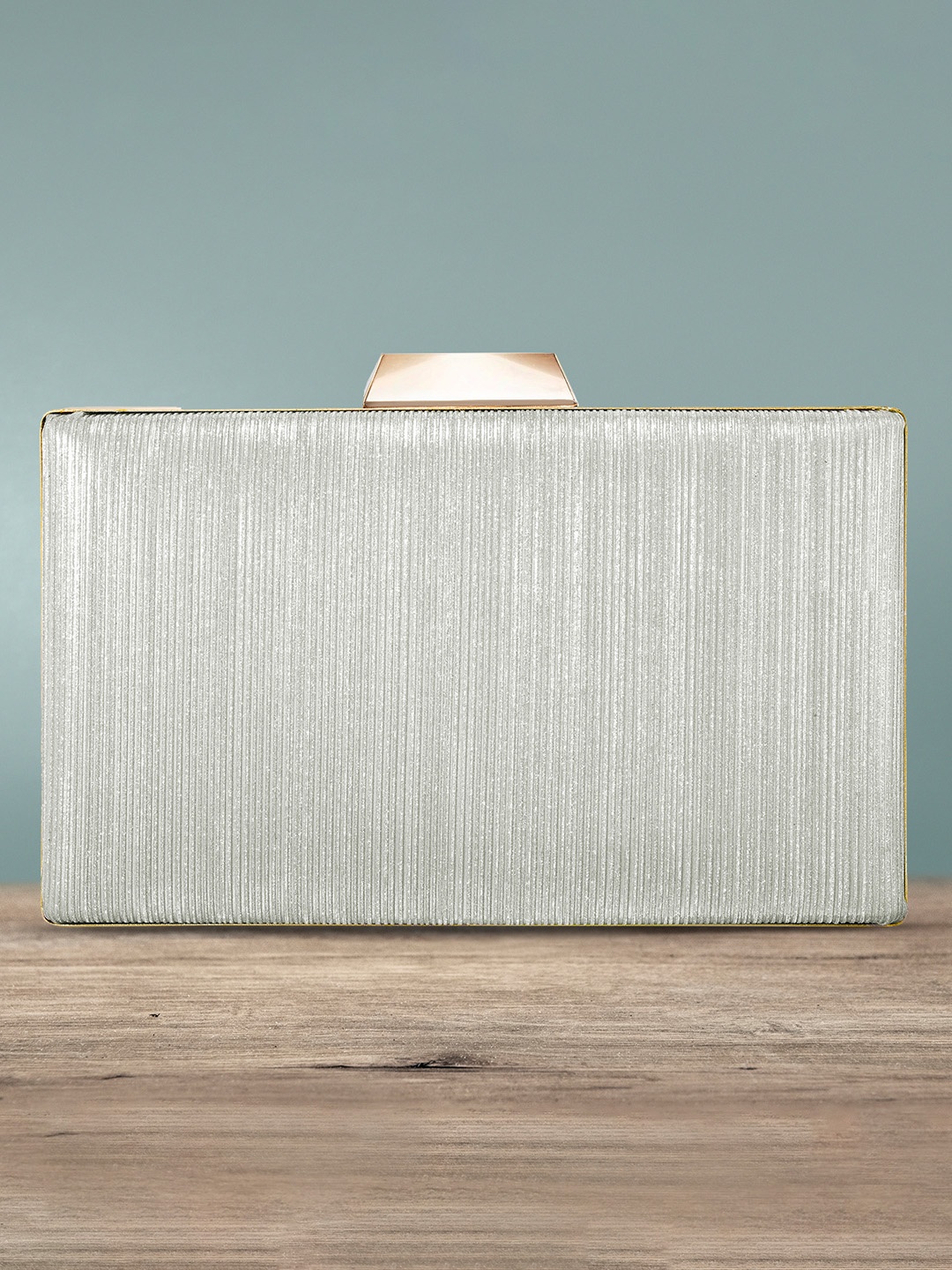 

Peora Silver-Toned Box Clutch