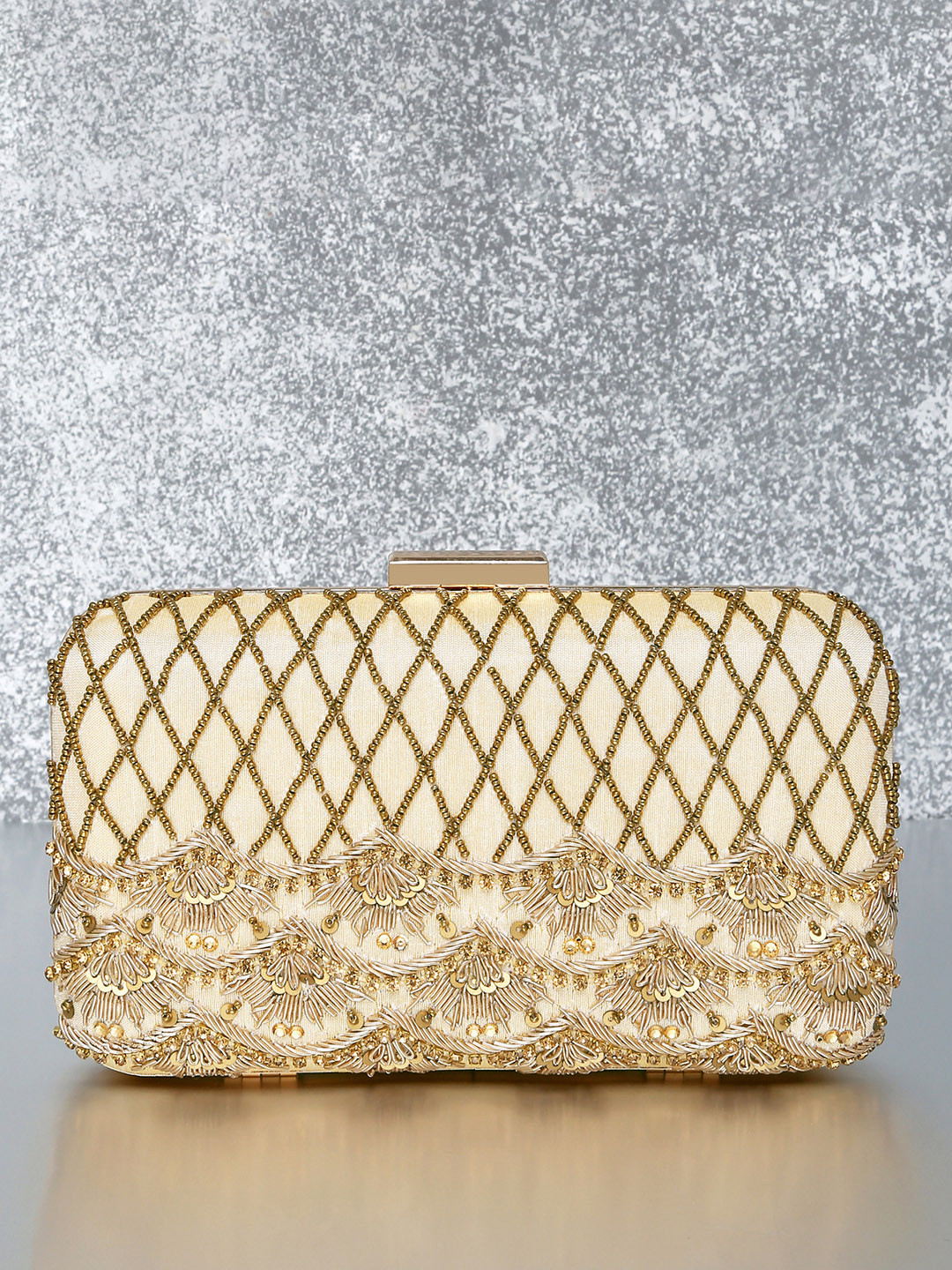 

Peora Gold-Toned Embellished Purse Clutch