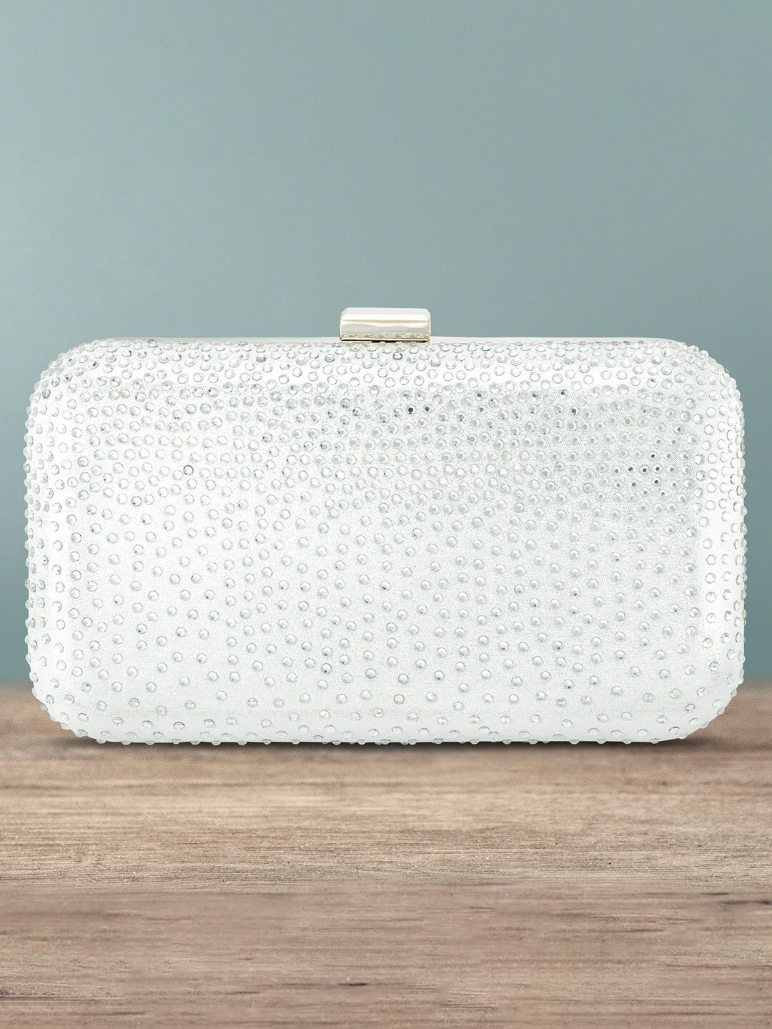 

Peora Silver-Toned Embellished Box Clutch