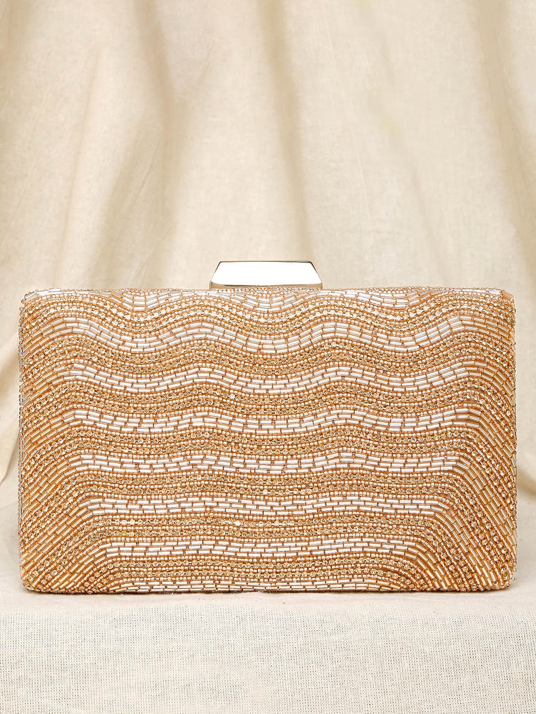 

Peora Rose Gold Embellished Purse Clutch