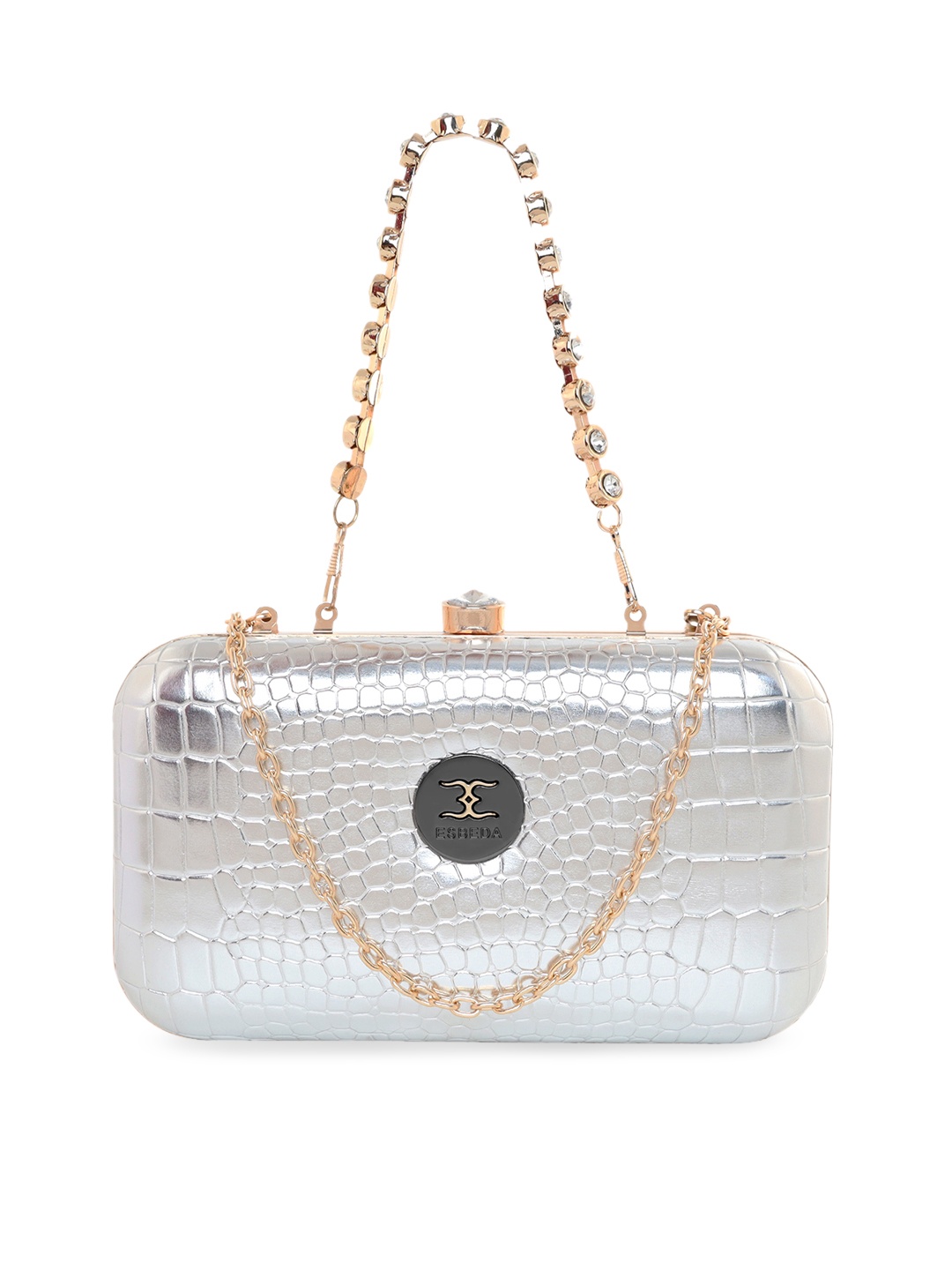 

ESBEDA Silver & Gold-Toned Embellished Box Clutch