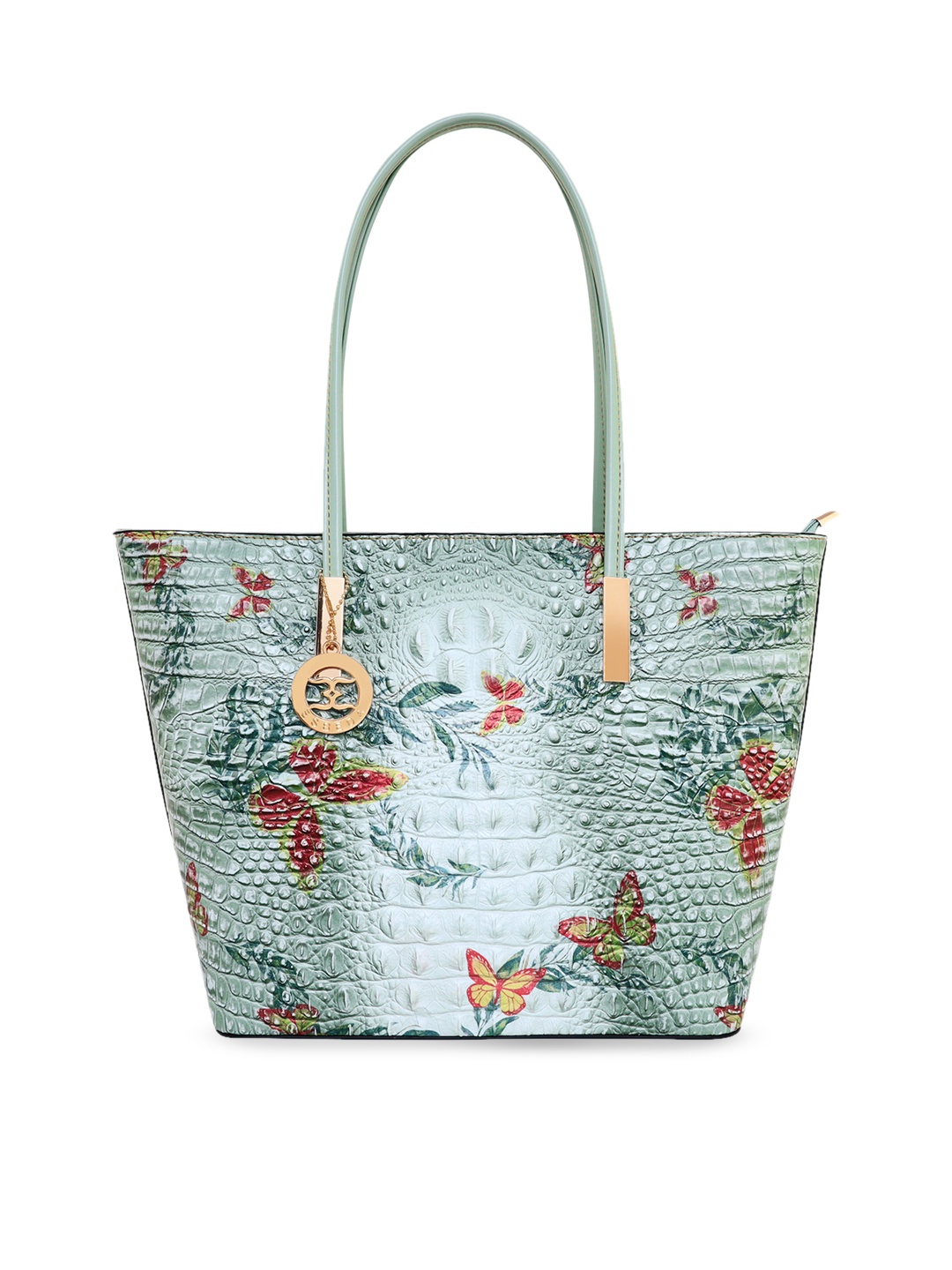 

ESBEDA Green Floral Printed Oversized Shopper Shoulder Bag