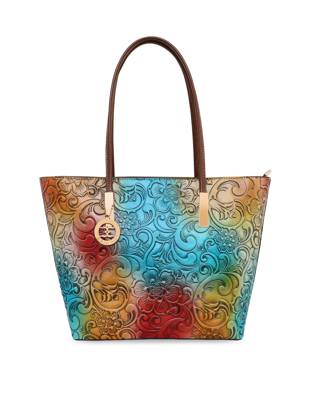 

ESBEDA Multicoloured Floral Printed PU Shopper Tote Bag, Multi