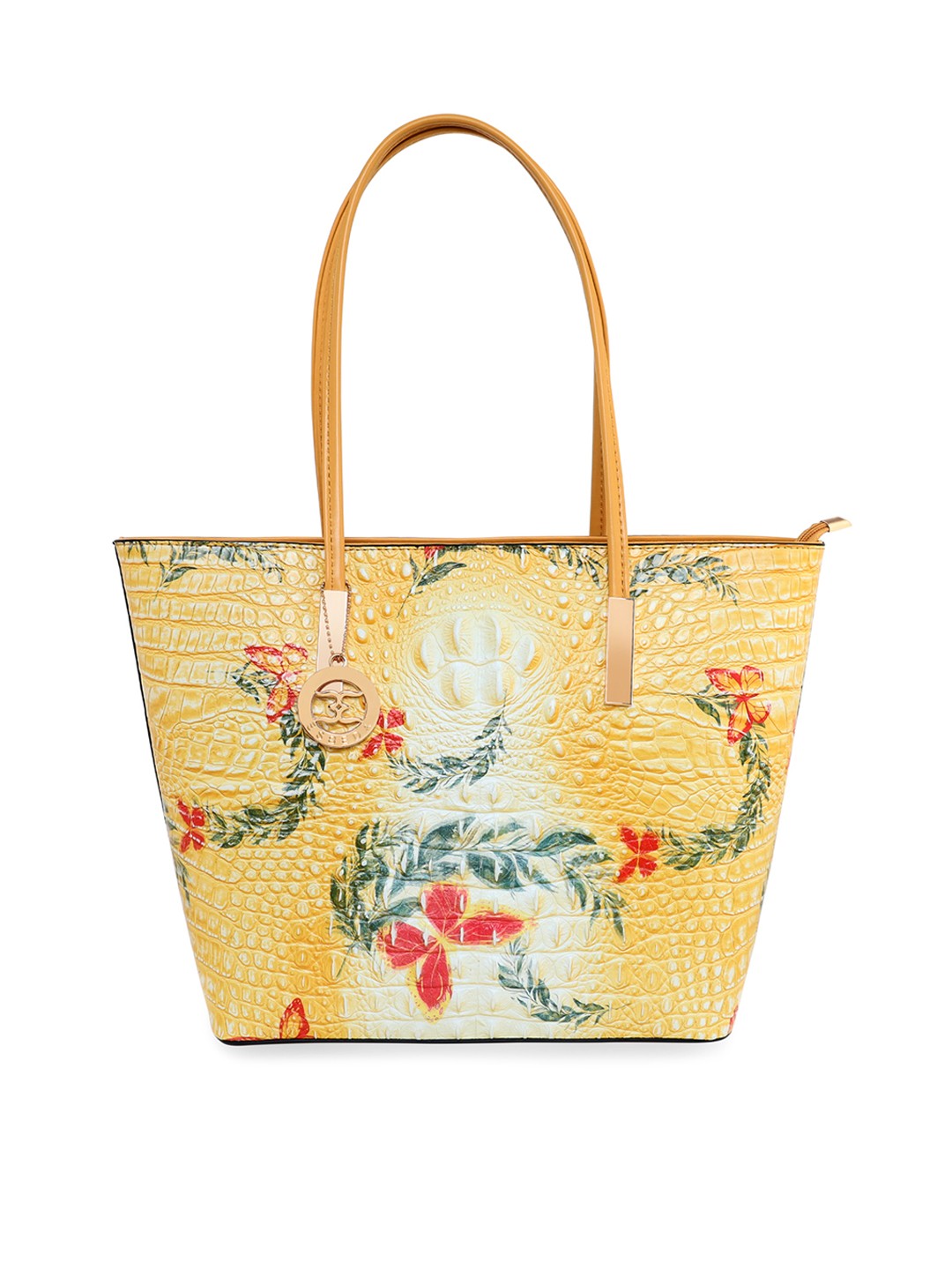 

ESBEDA Yellow Textured PU Shopper Shoulder Bag with Tasselled