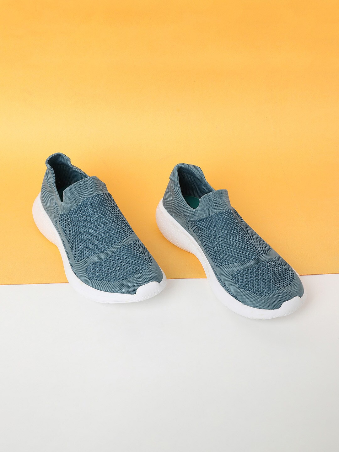 

Ginger by Lifestyle Women Blue Woven Design Slip-On Sneakers