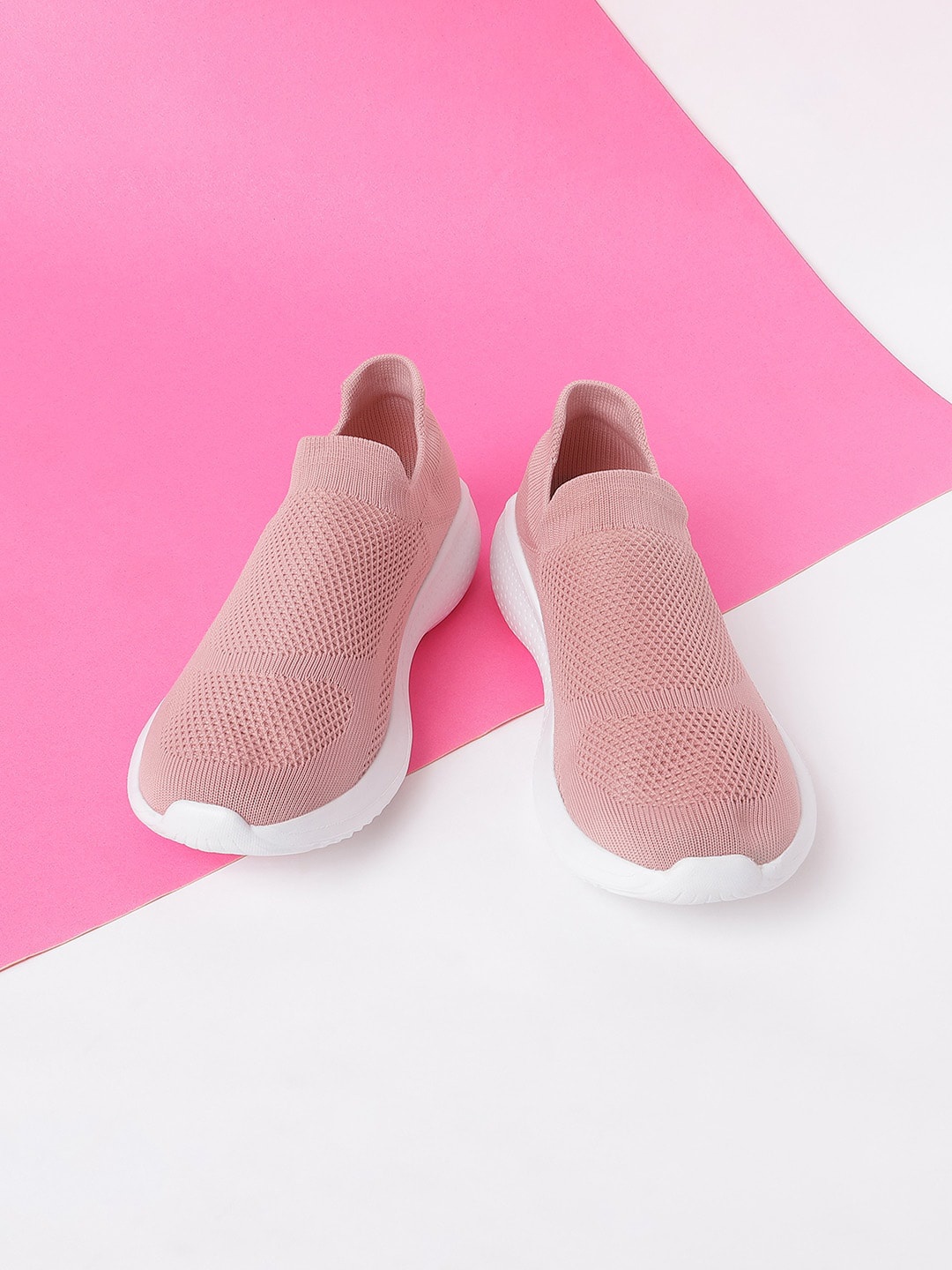 

Ginger by Lifestyle Women Pink Woven Design Slip-On Sneakers