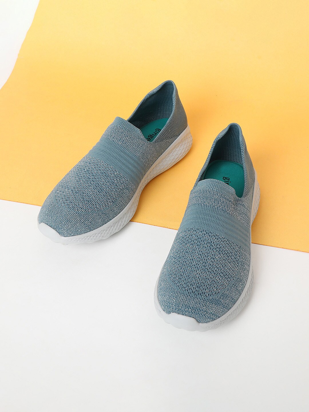 

Ginger by Lifestyle Women Blue Woven Design Slip-On Sneakers