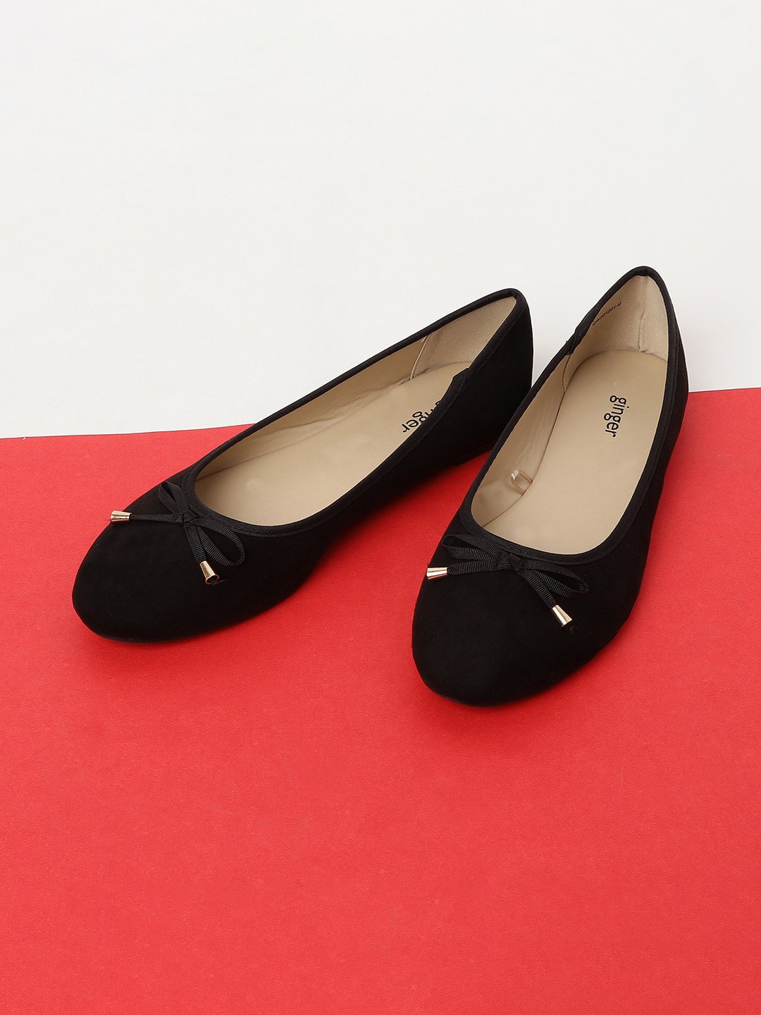 

Ginger by Lifestyle Women Black Ballerinas With Bow