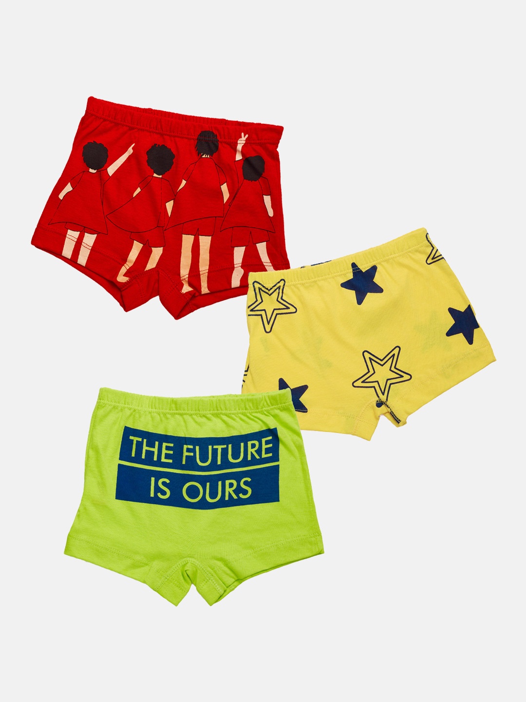 

You Got Plan B Boys Pack Of 3 Printed Pure Cotton Boxers, Green