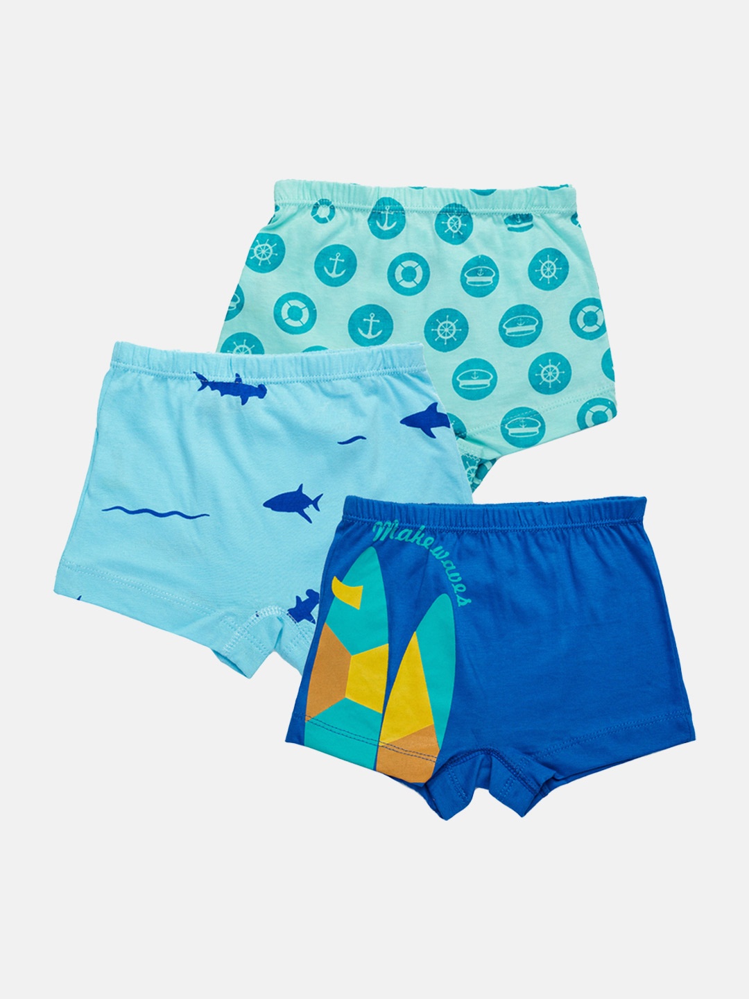 

You Got Plan B Boys Pack of 3 Printed Cotton Boxers, Blue