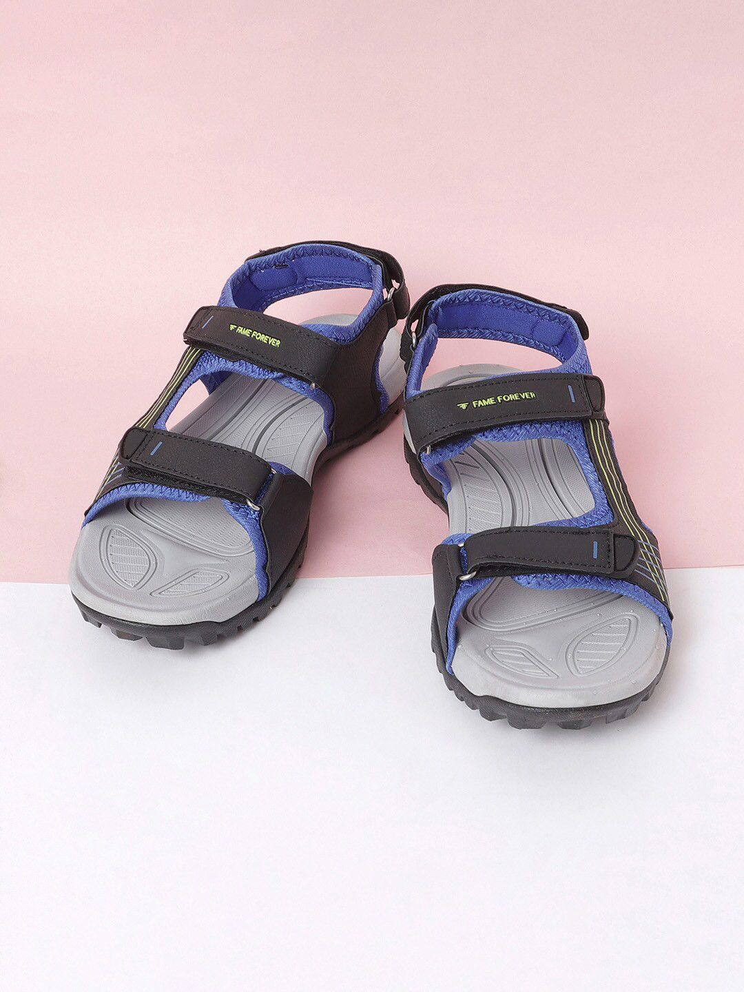 

Fame Forever by Lifestyle Boys Black & Blue PU Comfort Sandals