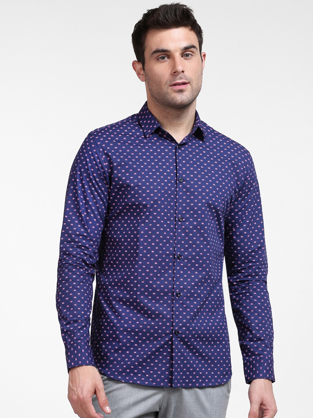 

SELECTED Men Blue Slim Fit Checked Casual Shirt