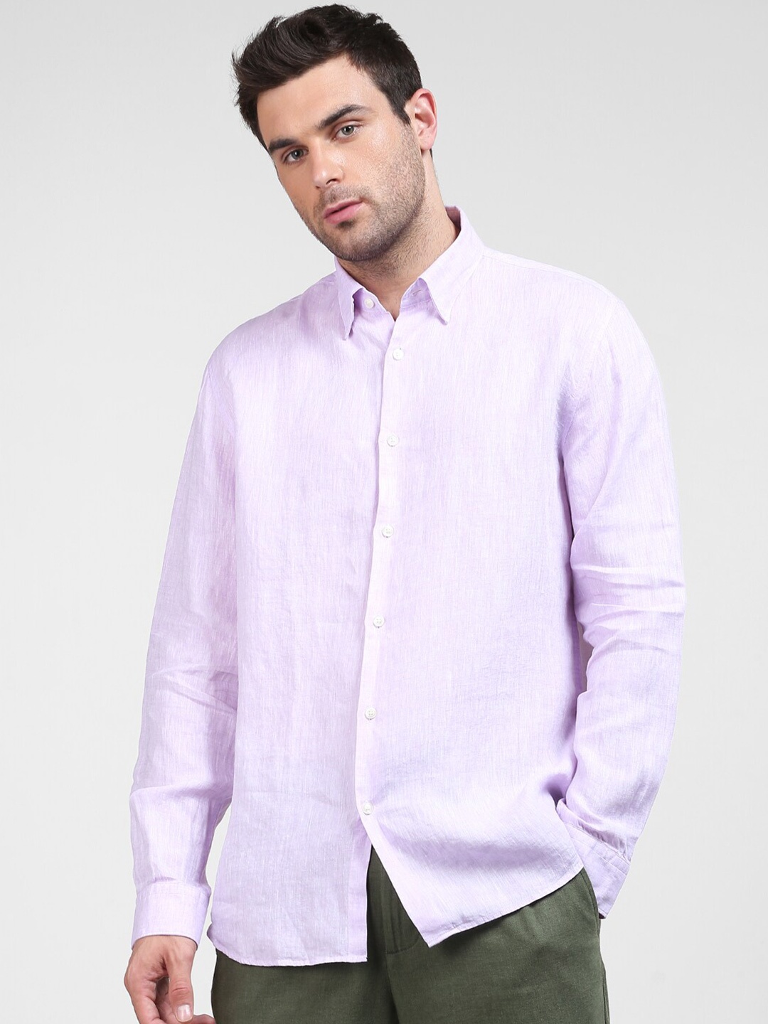 

SELECTED Men Lavender Linen Casual Shirt