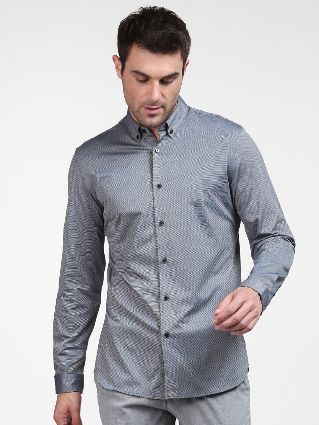 

SELECTED Men Charcoal Slim Fit Organic Cotton Casual Shirt