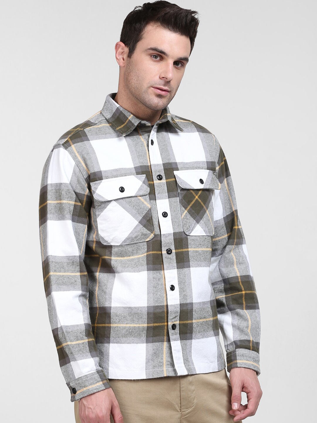 

SELECTED Men Green Checked Casual Shirt