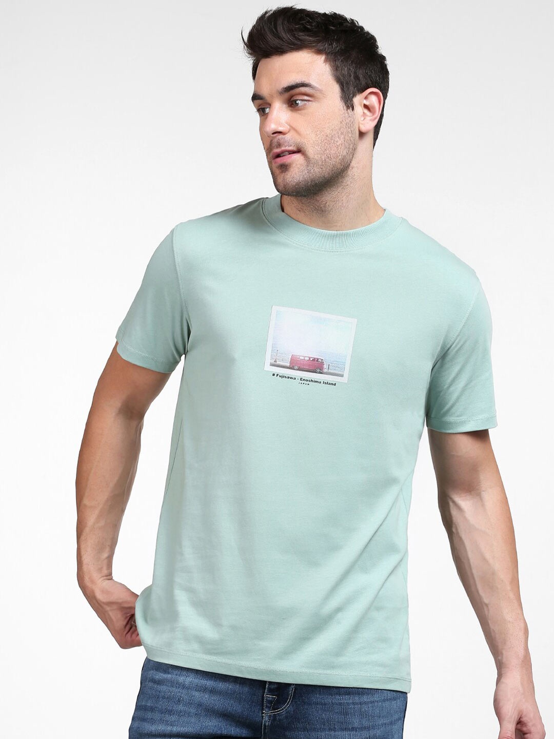 

SELECTED Men Green Organic Cotton T-shirt