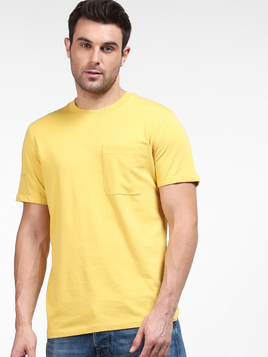 

SELECTED Men Yellow Organic Cotton T-shirt