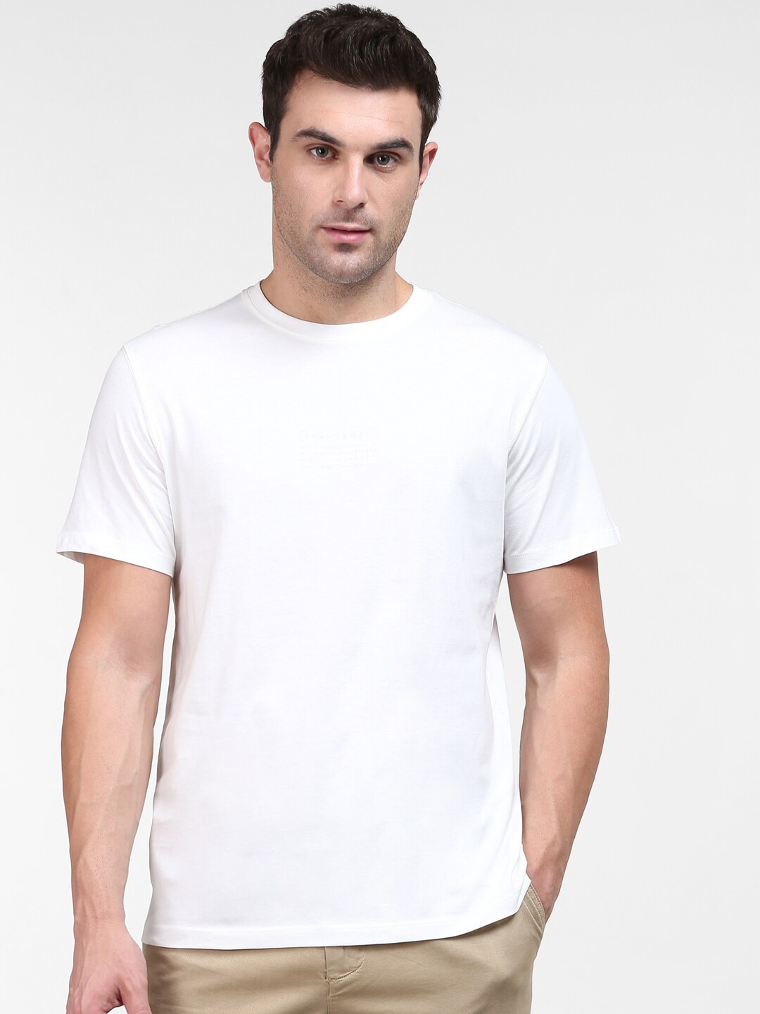

SELECTED Men White Solid Organic Cotton T-shirt