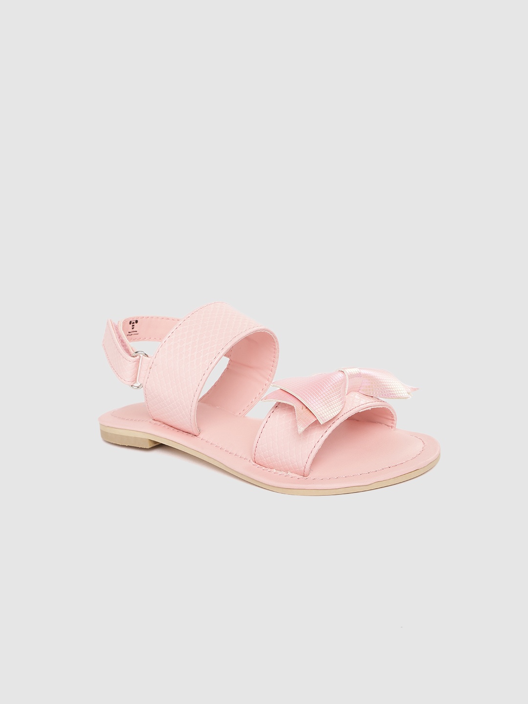

toothless Girls Peach-Coloured Textured Fashion Sandals with Bows