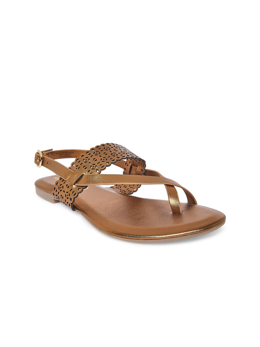 

Forever Glam by Pantaloons Women Bronze-Toned One Toe Flats with Laser Cuts