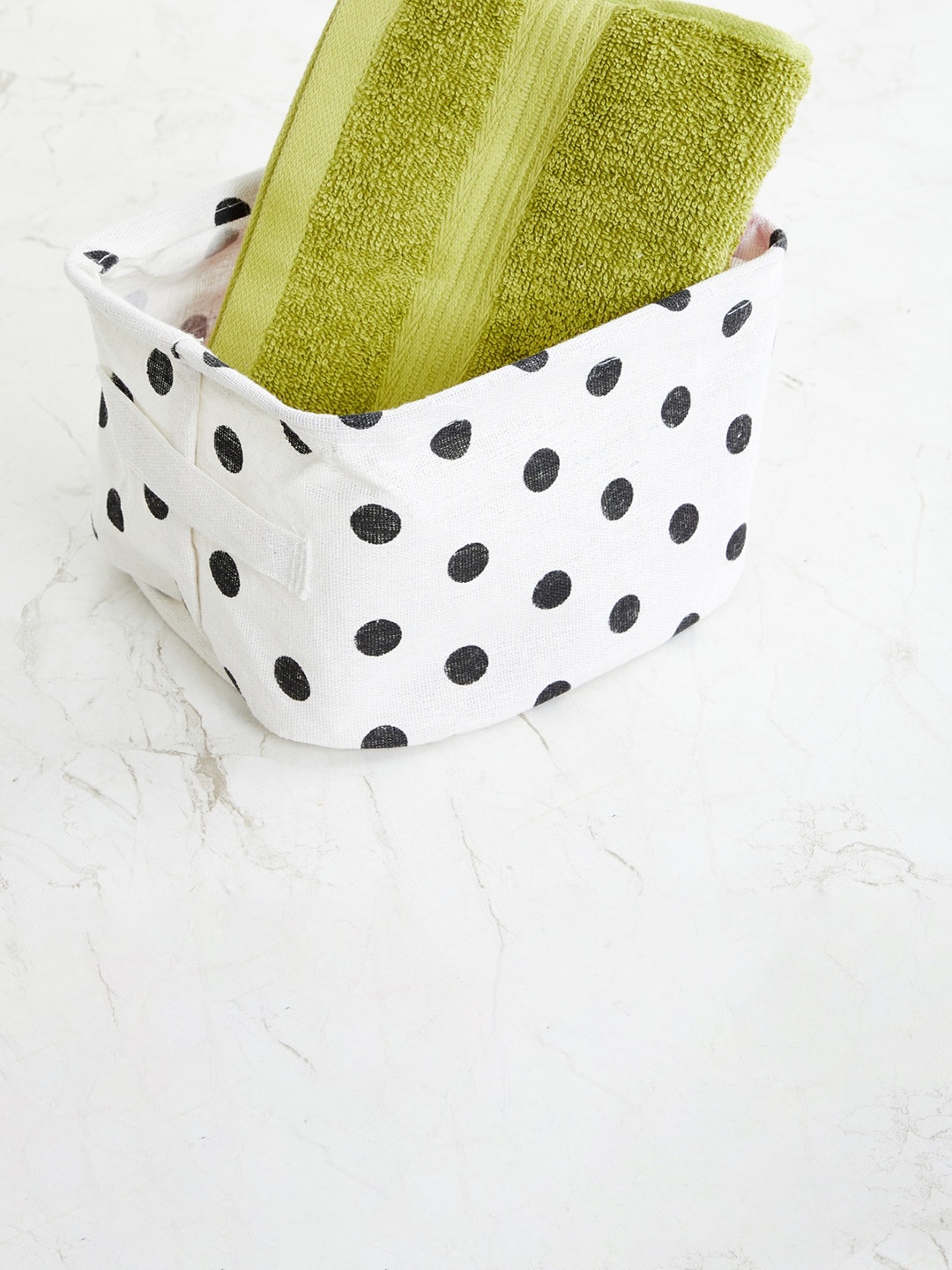

Home Centre White & Black Polka Dots Printed Storage Bag