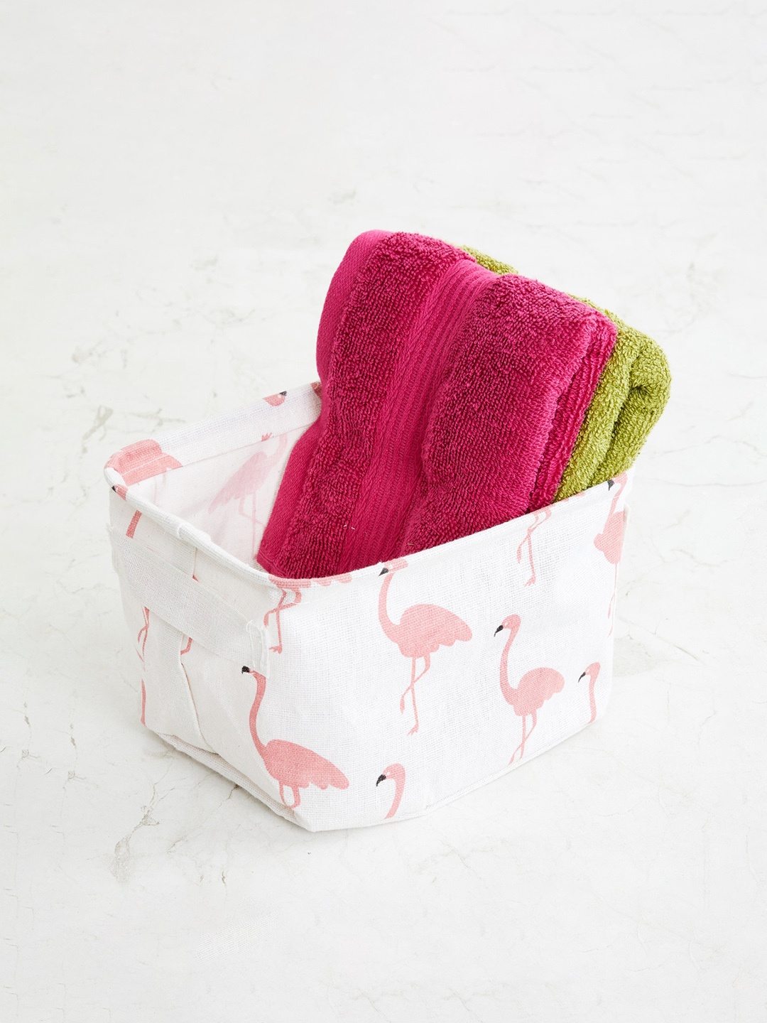 

Home Centre White & Pink Printed Storage Basket