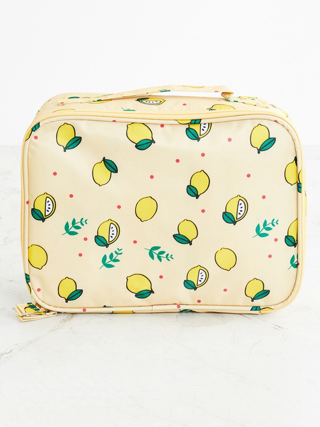 

Home Centre Beige & Yellow Printed Cosmetic Bag