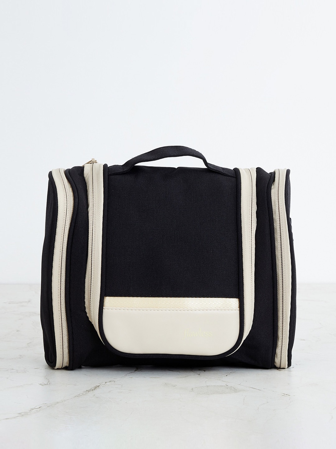 Home Centre Black Fabric Toiletry Kit