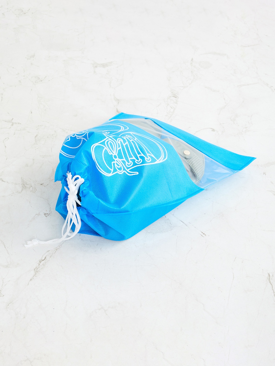 

Home Centre Set of 4 Blue Printed Shoe Bags