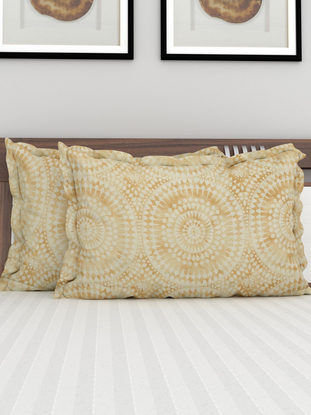

Home Centre Set Of 2 Beige Ethnic Motifs Printed Pure Cotton Pillow Covers