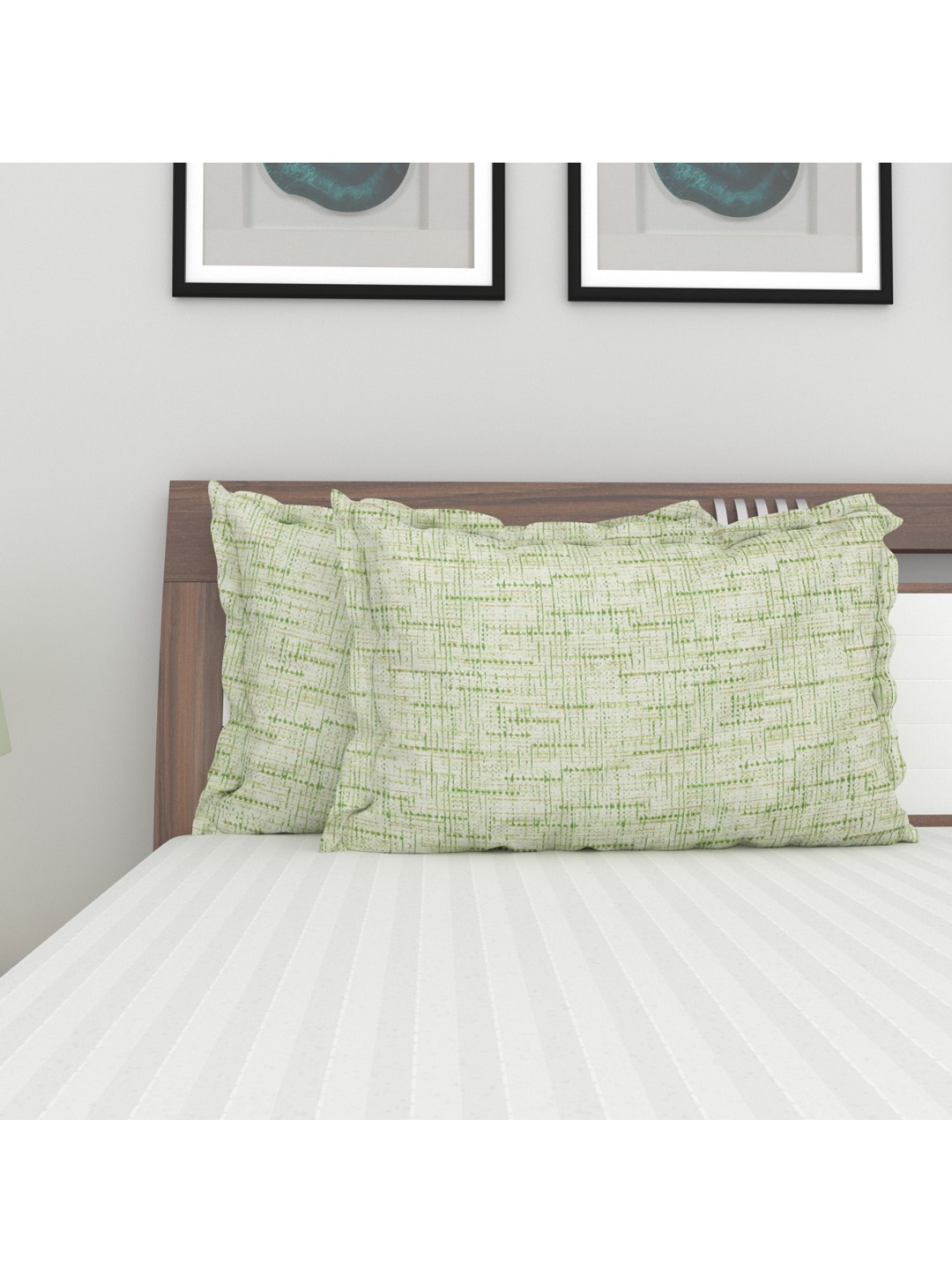 

Home Centre Set Of 2 Green Printed Pure Cotton Pillow Covers
