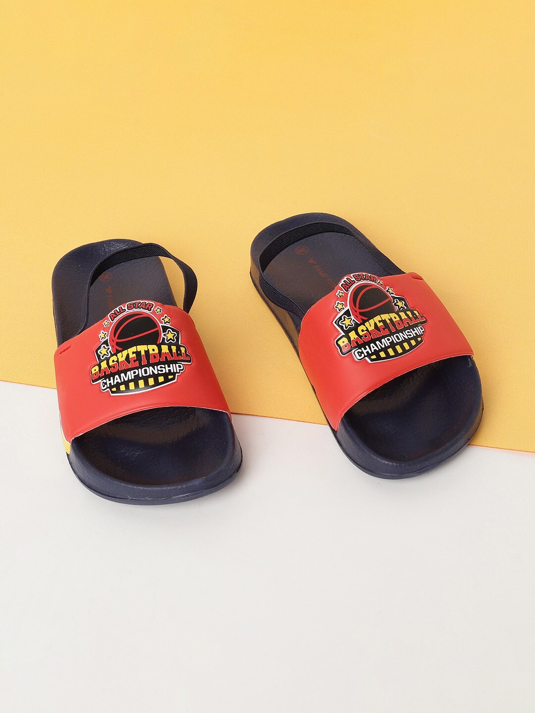 

Fame Forever by Lifestyle Boys Navy Blue & Orange Printed Sliders