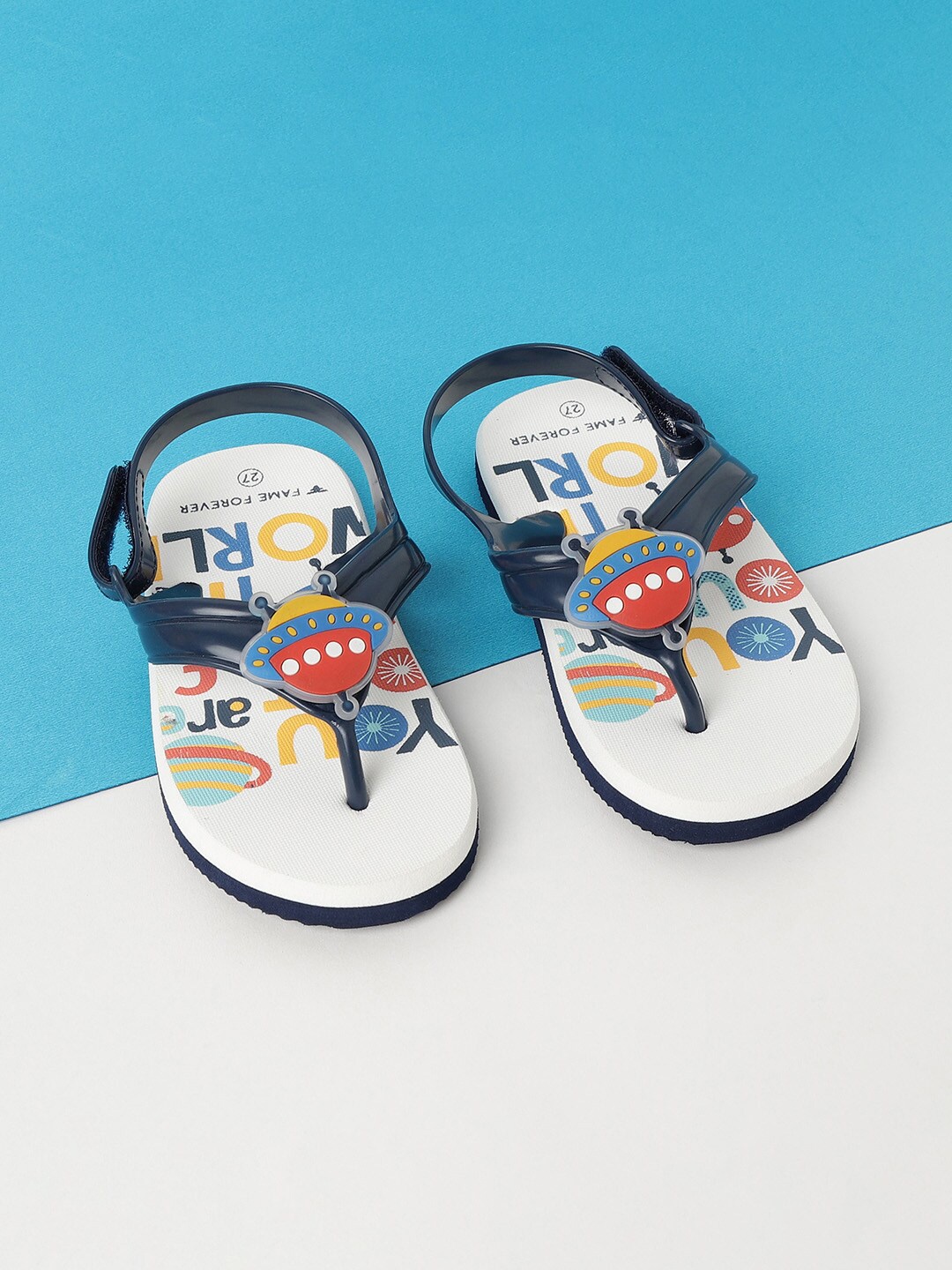 

Fame Forever by Lifestyle Boys White & Blue Printed EVA Thong Flip-Flops