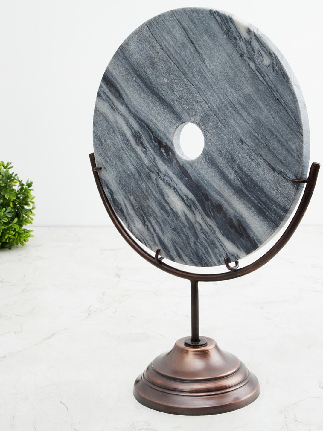 

Home Centre Grey Solid Polyresin Round Table Accent