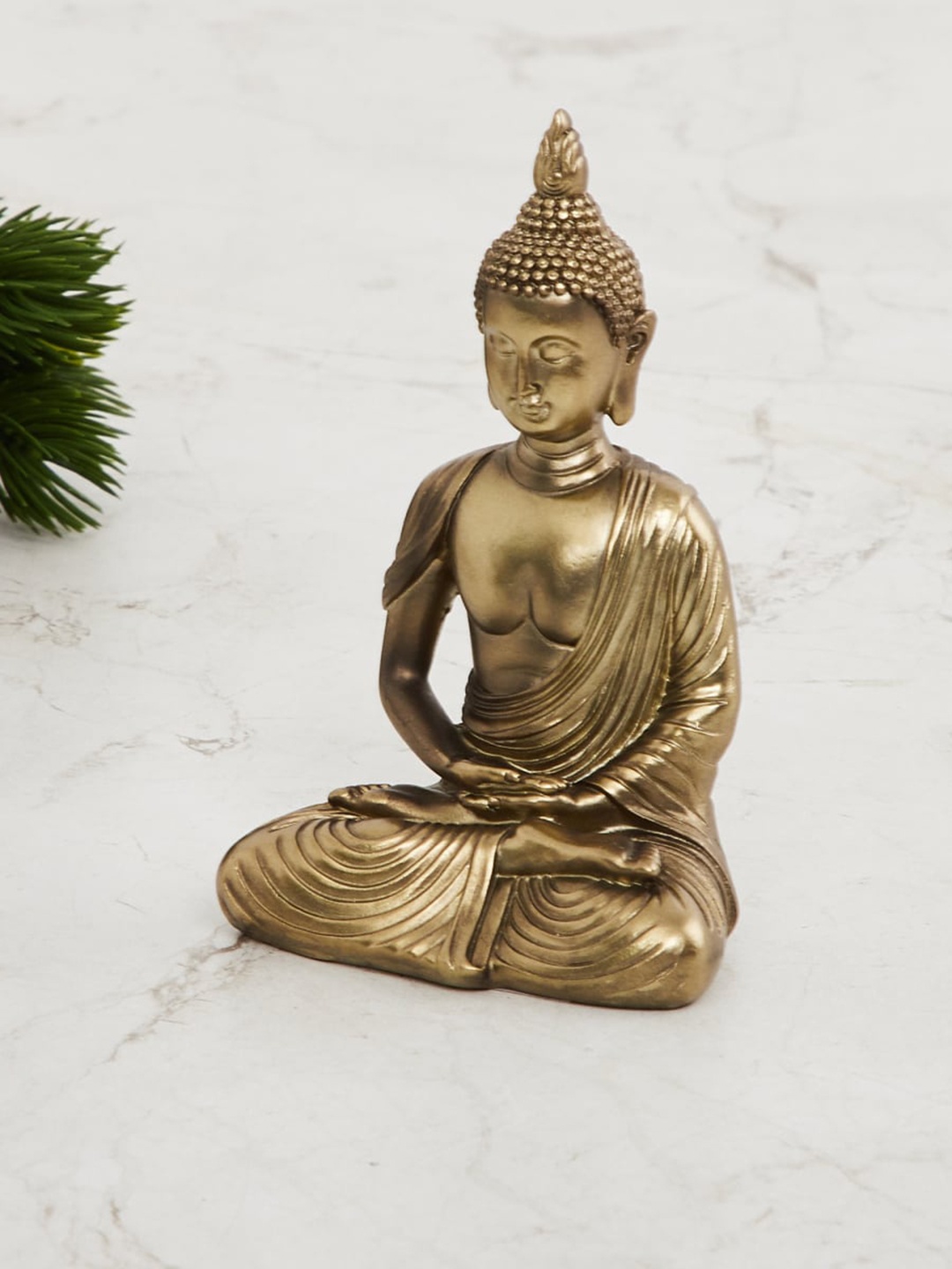 

Home Centre Gold-Toned Textured Polyresin Buddha Figurine Showpiece