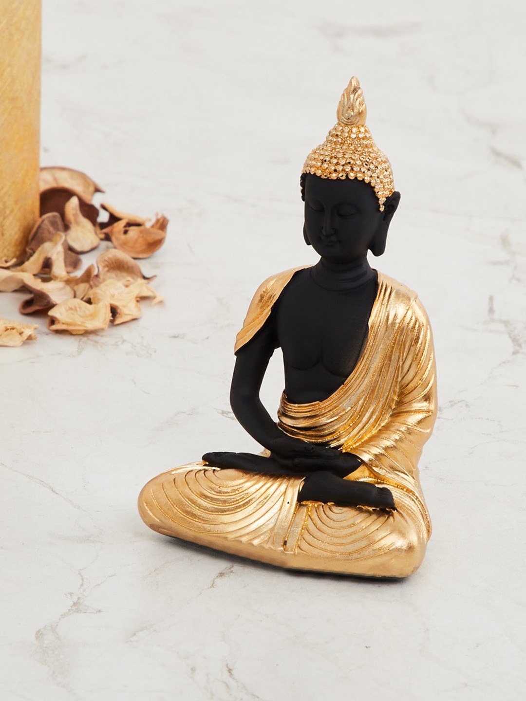 

Home Centre Gold-Toned & Black Textured Buddha Showpiece