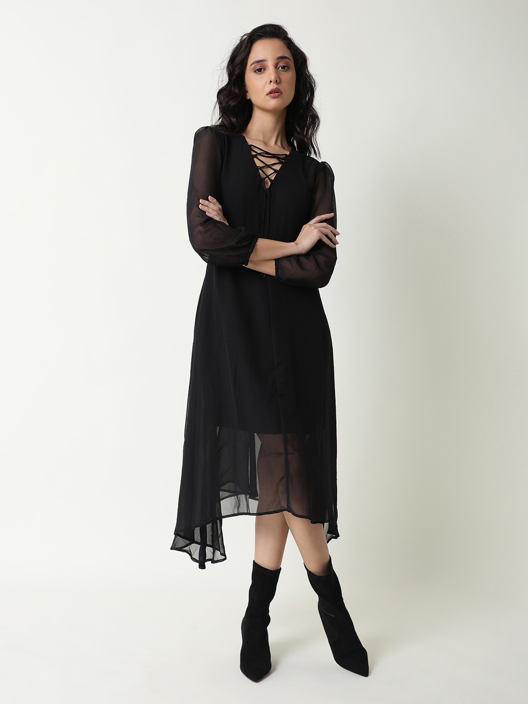 

RAREISM Black Midi Dress