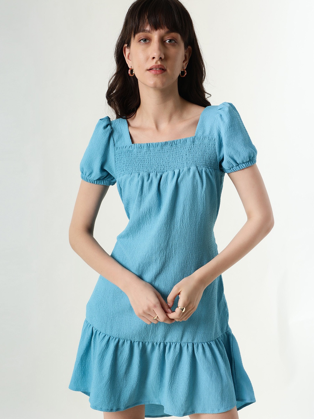 

RAREISM Blue A-Line Tiered Dress