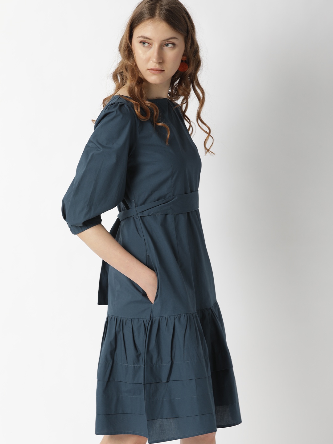 

RAREISM Teal Puff Sleeves Dress