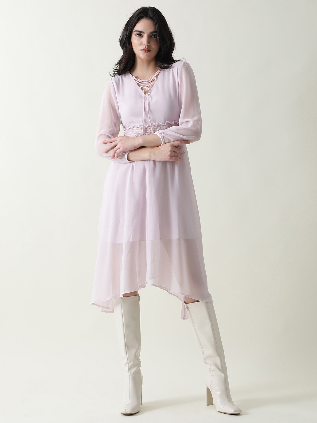 

RAREISM Lavender Asymmetric Midi Dress
