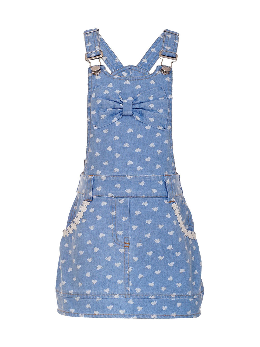

Naughty Ninos Girls Blue Printed Dungaree Dress