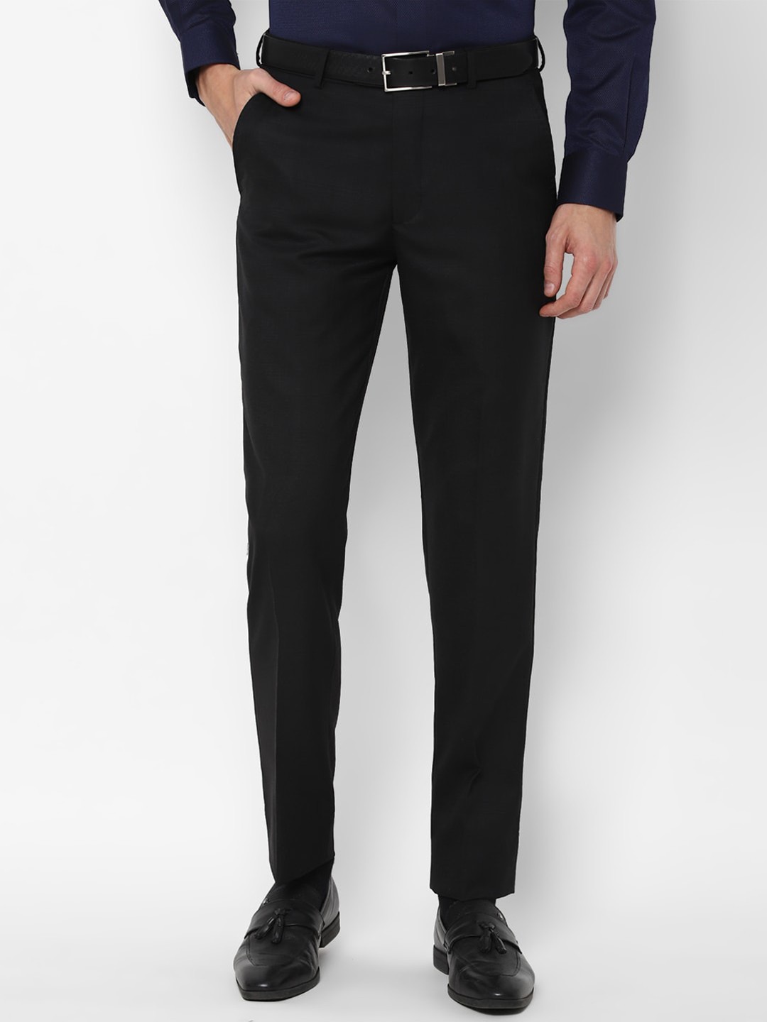 

Louis Philippe Men Black Checked Slim Fit Trousers